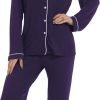 61lm4I4lthL._AC_SL1500 Button Up Pajamas for Women Long Sleeve Sleepwear Soft Loungewear Ladies Pjs Set XS-XXL