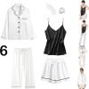 61nNYU6pC0L._AC_SL1500 6Pcs Womens Silk Satin Pajama Sets Pj Sets Long Pjs Set Pajamas Sleepwear Camisole Sexy Cami