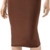 61o3N7BLttL._AC_SL1500 Women Office Work Pencil Skirts Stretchy High Waist Tummy Control Nylon Midi Bodycon Skirts Below Knee Back Slit