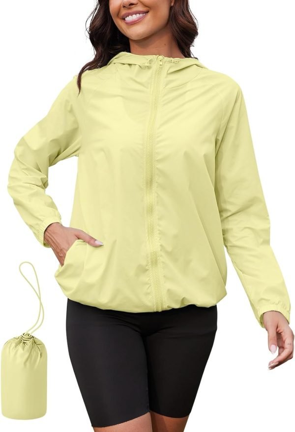 61oRZbnMXuL._AC_SL1500 Rain Jacket Women Lightweight Waterproof Windbreaker Jacket Hooded Packable Rain Coats for Women Outdoor Raincoat