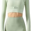 Women's Stretch Cutout Yoga Sports Jacket Long Sleeve Crop Top T Shirts with Thumb Holes