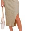 61pF-625ilL._AC_SL1500 Midi Pencil Basic Skirt Casual Solid Split Side Stretchy Ribbed Knit Bodycon Mid Length Skirts for Women