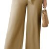 Womens Wide Leg Lounge Pants High Waisted Business Work Casual Pants Adjustable Tie Knot Loose Trousers with Pocket