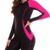 61q-PLuXXkL._AC_SL1500 Women Zip Rash Guard Long Sleeve One Piece Splice Swimsuit UPF 50+ Tummy Control Surfing Bathing Suits Boyshort Bottom