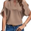 61qDIV6mkVL._AC_SL1067 Women's Cold Shoulder Tops Summer Fashion Short Sleeve V Neck Casual Loose Solid Color Blouse Shirts