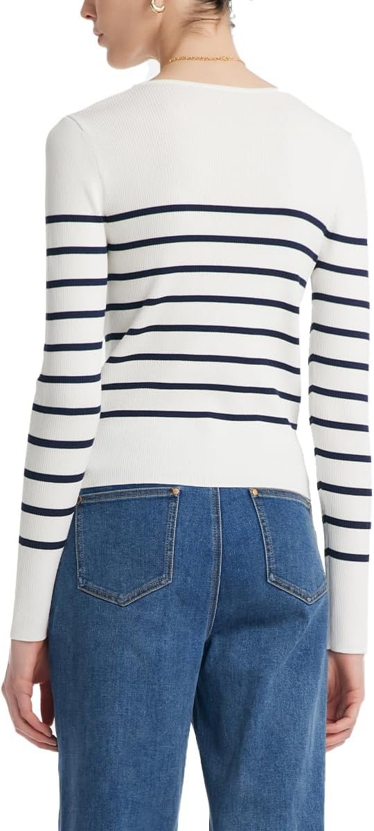 61qQ6K-dR2L._AC_SL1200 Long Sleeve Crop Tops for Women Trendy Knitted Basic Shirts Business Casual