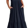 61qteXOGFQL._AC_SL1500 Women's Summer Casual Short Sleeve Crewneck Swing Dress Flowy Tiered Maxi Beach Dress with Pockets