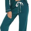 61r2kUnemTL._AC_SL1500 Pajamas Set Long Sleeve Womens Button Down Sleepwear Two Piece Nightwear Soft Pj Lounge Sets S-XXL