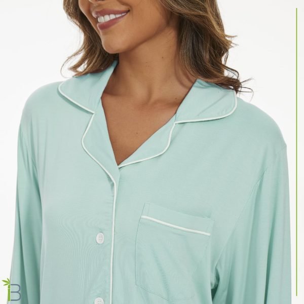 61rxoryWMjL._AC_SL1400 Womens Bamboo Pajama Set Long Sleeve Button Down, Soft Pj Pants with Pockets, Lightweight Sleepwear Loungewear