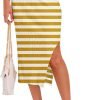 61shkFv-B-L._AC_SL1500 Midi Pencil Basic Skirt Casual Solid Split Side Stretchy Ribbed Knit Bodycon Mid Length Skirts for Women