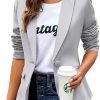 Womens Casual Blazers Long Sleeve Lapel Button Slim Work Office Blazer Jacket