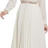 61uOhKPkBbL._AC_SL1500 Business Casual Shirt Dress for Women Long Sleeves Pleated Midi Dresses with Belt
