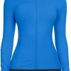 61uXnoSoWPL._AC_SL1500 Workout Jackets for Women Full Zip Athletic Running Track Jacket with Pockets Slim Fit Yoga Jacket with Thumb Holes