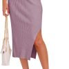 61w8qUaZ5vL._AC_SL1500 Midi Pencil Basic Skirt Casual Solid Split Side Stretchy Ribbed Knit Bodycon Mid Length Skirts for Women