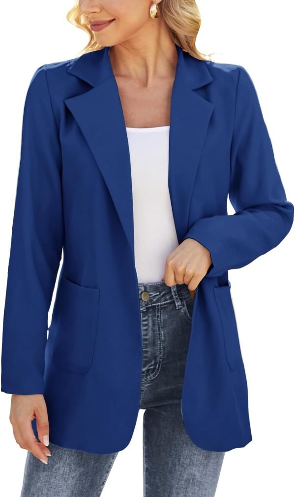 61wU9Ps-TeL._AC_SL1500_8790675d-9f52-4e18-a4f2-a412d0a38aa1 Women Open Front Blazers Long Sleeve Casual OL Office Slim Buttonless Suit Jacket with Pockets
