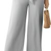Womens Wide Leg Lounge Pants High Waisted Business Work Casual Pants Adjustable Tie Knot Loose Trousers with Pocket