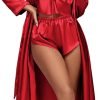 61xVzrm8hsL._AC_SL1500 Women's 3Pcs Pajamas Satin Cami Top and Shorts with Robe Sleepwear Set