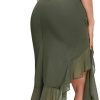 Women's Midi Bodycon Dress Summer Sleeveless Ruffle Mermaid Dress Cocktail Party Tank Dresses for Wedding Guest