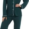 61ynlS4aWML._AC_SL1500 Button Up Pajamas for Women Long Sleeve Sleepwear Soft Loungewear Ladies Pjs Set XS-XXL