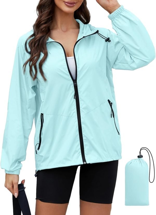 61yqG5TLeOL._AC_SL1500 Rain Jacket Women Waterproof Lightweight Jacket With Hood Packable Raincoat with Pockets S-XXL