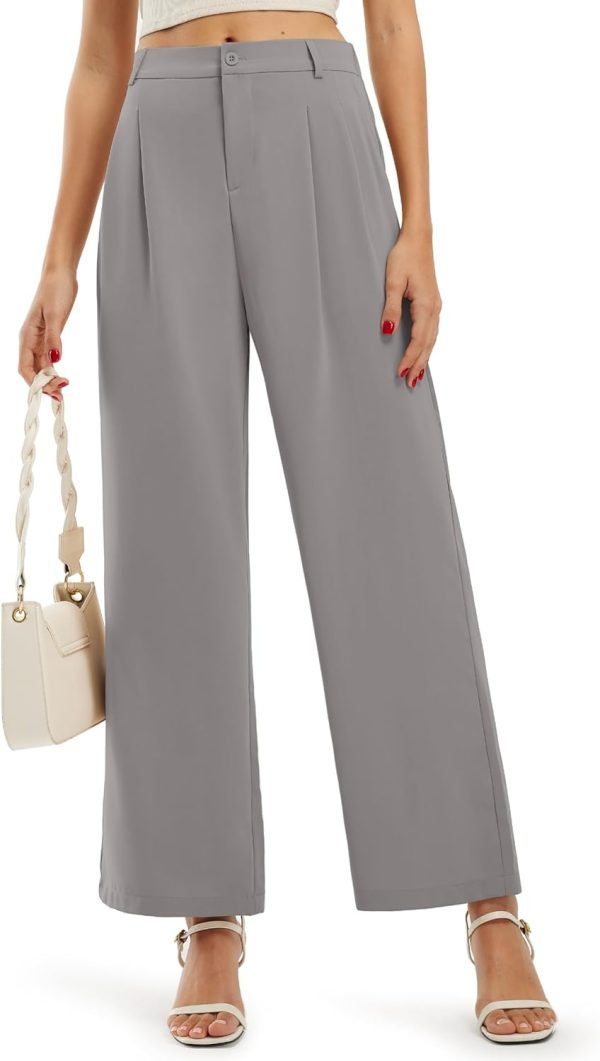 61ysMw9W-8L._AC_SL1500 Libin Women's Wide Leg Pants High Waisted Work Dress Pants Loose Fit Back Elastic Waist Business Casual Trousers Office