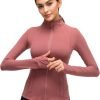 61zKQVK6OpL._AC_SL1500 Womens Sports Running Yoga Jacket Slim Fit Full Zip Track Jacket Turtleneck Workout Jacket