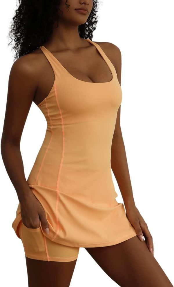 61zNeCDNuXL._AC_SL1500 Tennis Dress for Women Workout Dress with Built-in Bra & Shorts Pockets Athletic Dress for Exercise Golf Dresses