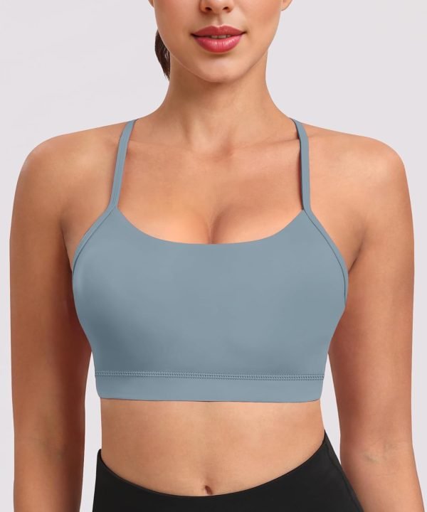 61zzrZxcG0L._AC_SL1500 Spaghetti Strap Padded Sports Bras for Women - Y Back Yoga Workout Tops (3 Pack)