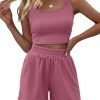 71-L2iN_1qL._AC_SL1500 Trendy Queen Two Piece Summer Outfits Women Shorts Sets 2 Piece Sleeveless Matching Lounge Crop Top and High Waisted Shorts