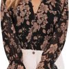 71-W0wX2C1L._AC_SL1500 Womens Casual Boho Floral Print V Neck Long Sleeve Blouses Button Down Shirts Dressy Chiffon Loose Ruffle Tops