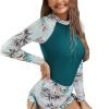 71-lpkySbPL._AC_SL1500 Women's Long Sleeves Rash Guard Athletic Swim Aztec Tankini Sets Swimsuit