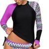 71-xeA4jNML._AC_SL1500 Women's Long Sleeves Rash Guard Athletic Swim Aztec Tankini Sets Swimsuit