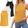 High Neck Tank Top for Women Camisole Trendy Sleeveless Shirts Loose Fit Cami Tanks 3 Pack