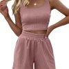 711NgRbNVdL._AC_SL1500 Trendy Queen Two Piece Summer Outfits Women Shorts Sets 2 Piece Sleeveless Matching Lounge Crop Top and High Waisted Shorts