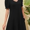 711SU7GD4ZL._AC_SL1500 Women's Casual Dresses Puff Short Sleeve V-Neck Cocktail Dress with Pockets