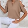 711lctCyR6L._AC_SL1500 Women's Cold Shoulder Tops Summer Fashion Short Sleeve V Neck Casual Loose Solid Color Blouse Shirts
