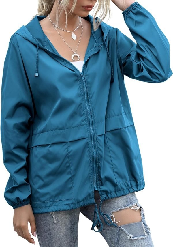 711nWntKwcL._AC_SL1500 Women's Raincoats Lightweight Waterproof Windproof Adjustable Windbreaker Rain Jackets Hooded with Pockets S-XXL