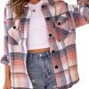 711upH3PDfL._AC_SL1200 Trendy Queen Womens Flannel Shacket Jacket Casual Plaid Button Down Long Sleeve Shirt Fall Clothes Outfits