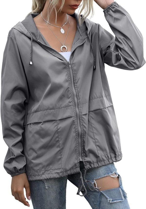 7140a1EwELL._AC_SL1500 Women's Raincoats Lightweight Waterproof Windproof Adjustable Windbreaker Rain Jackets Hooded with Pockets S-XXL