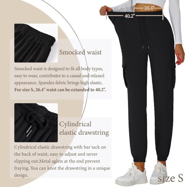 7149X1dwG1L._AC_SL1500 Womens Athletic Pants Knit Cargo Pants Stretchy Hiking Pants Elastic Waist Sweatpants Baggy Soft Joggers