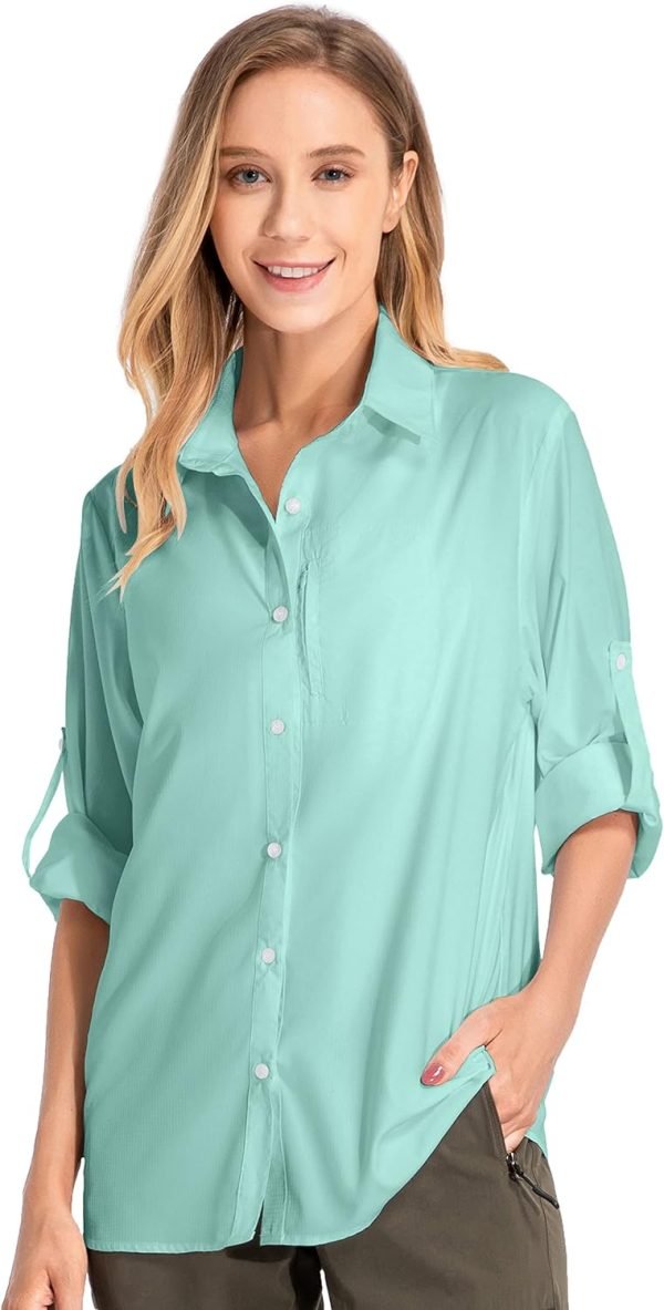 715YGUFn3_L._AC_SL1500 Women's UPF 50 Long Sleeve Sun Protection Shirts Quick Dry Outdoor Fishing Hiking Travel Shirt