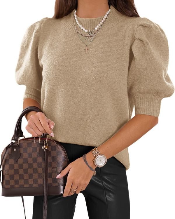 716289SlkEL._AC_SL1145 Women's Puff Short Sleeve Sweaters 2024 Fashion Spring Tops Casual Pullover Shirts