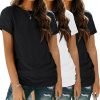 Womens 3 Pack T Shirts Basic Short Sleeve Tees Crewneck Fashion Tops Loose Fit Lightweight Casual Summer Clothes 2024