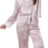 718dYDBiDcL._AC_SL1500 Women's Silky Satin Pajamas Set Long sleeve and Pants Sleepwear Soft and Comfy Button Down Loungewear Relaxed Fit