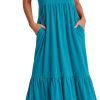 719-BT-Z0aL._AC_SL1500 Women's Summer Casual Short Sleeve Crewneck Swing Dress Flowy Tiered Maxi Beach Dress with Pockets