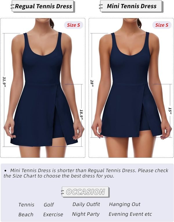 719TReyKU_L._AC_SL1500 Tennis Dress for Women U Neck Athletic Dress with Built in Shorts and Bra for Sleeveless Side Slit Flare Mini Dresses