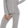 719lzprAaxL._AC_SL1500 Button Up Pajamas for Women Long Sleeve Sleepwear Soft Loungewear Ladies Pjs Set XS-XXL
