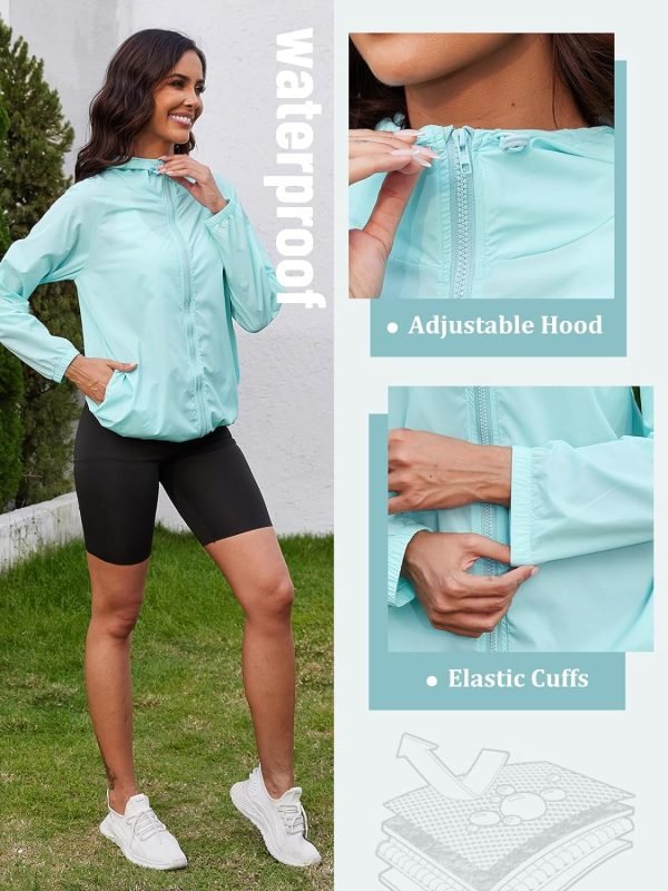71A46vrZmNL._AC_SL1500 Rain Jacket Women Lightweight Waterproof Windbreaker Jacket Hooded Packable Rain Coats for Women Outdoor Raincoat