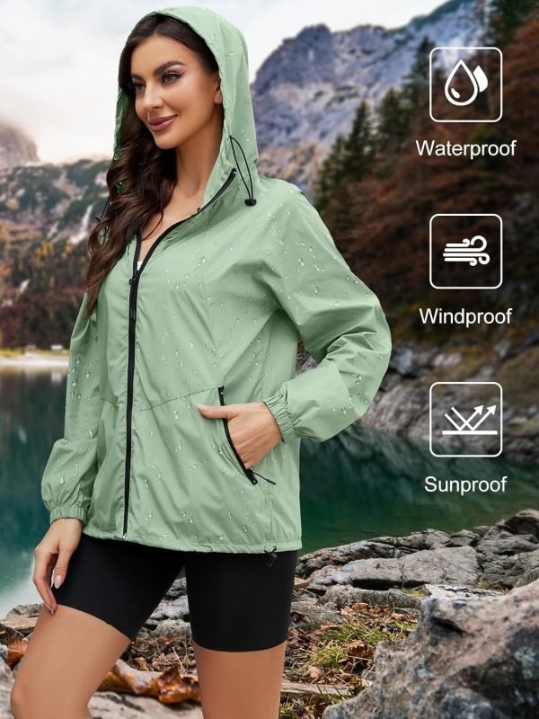71C581Uh6YL._AC_SL1500 Rain Jacket Women Waterproof Lightweight Jacket With Hood Packable Raincoat with Pockets S-XXL