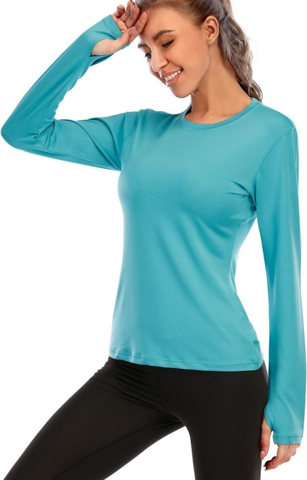 71DTpl6hZcL._AC_SL1500 Women's Long Sleeve UPF 50+ UV Sun Protection Shirts Rash Guard Swim T-Shirt/Hoodie Quick Dry for Outdoor Hiking